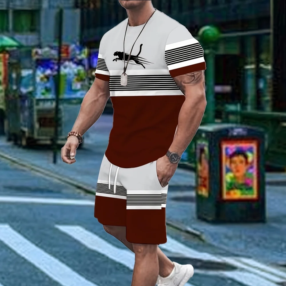 

Summer New Men's African Dashiki Culture Shorts Set 3D Tribal Printed Women's Short sleeve T-shirt Set Unisex Sports Casual Suit