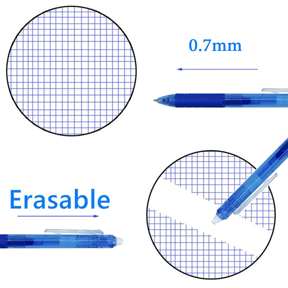 0.7mm Retractable Erasable Pen Set 2pcs Pen + 10 Refills