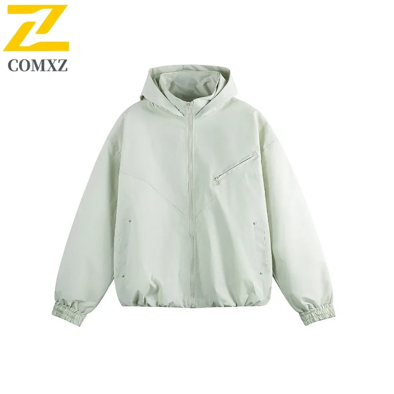 

COMXZ Мужская велосипедная куртка с капюшоном для отдыха, легкие мотоциклетные пальто для отдыха, модное износостойкое осеннее пальто для приключений
