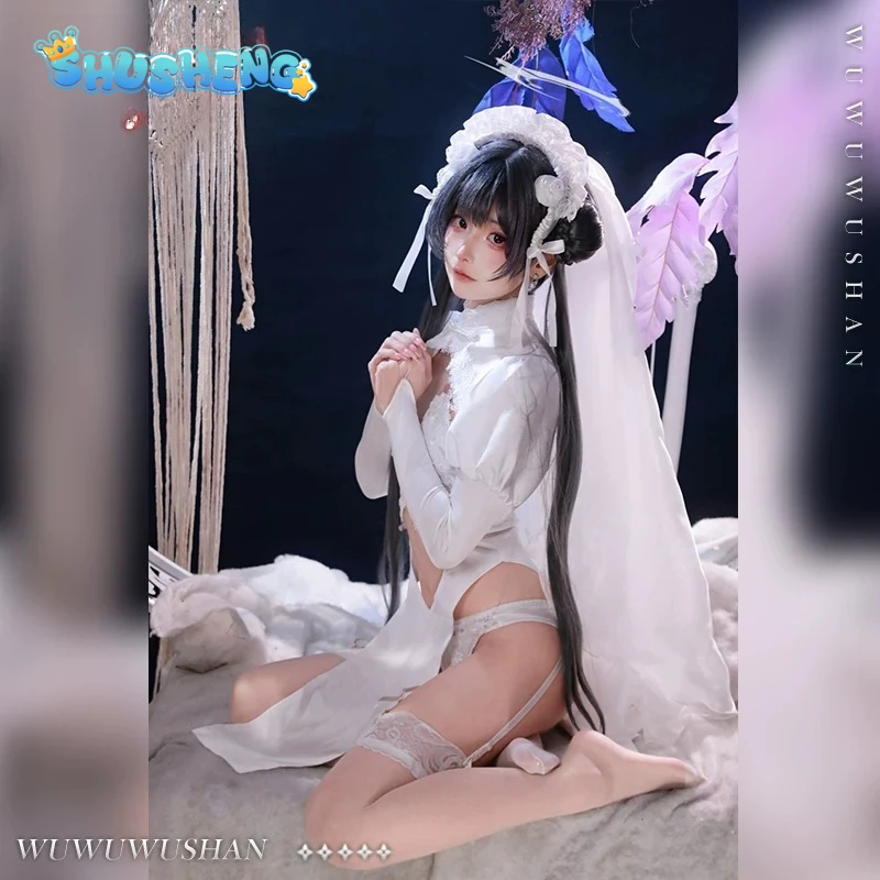 Ryūge Kisaki Game Blue Archive Cosplay Costume White Sweet Chinese Style Cheongsam Headwear Socks Halloween Women Sexy Dress view 2