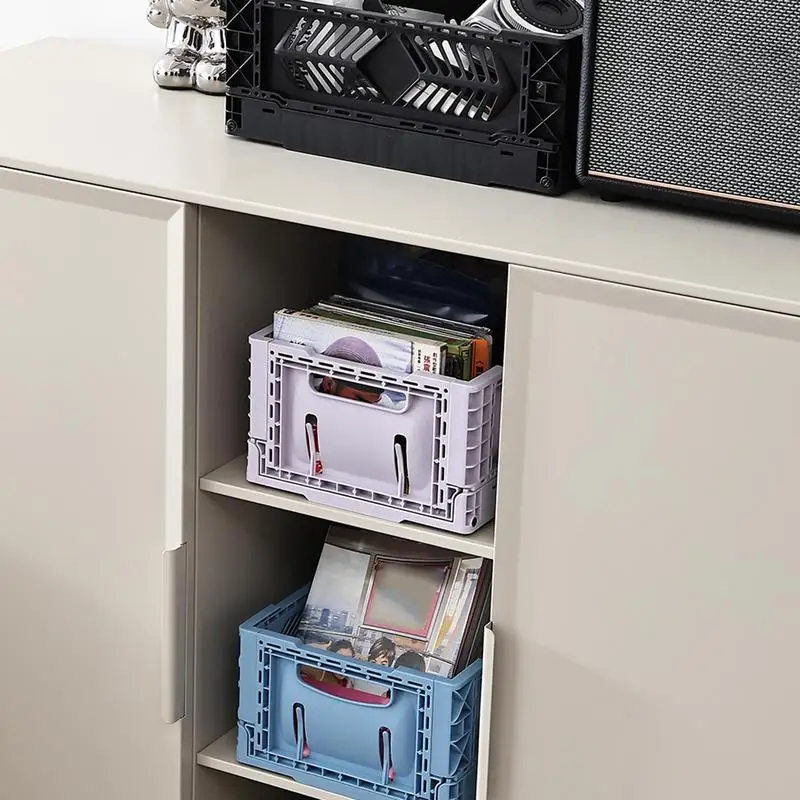 صندوق تخزين بلاستيكي قابل للطي ، سلة قابلة للتكديس ، مكياج لطيف ، مجوهرات ، ألعاب ، منظم ، محمول #6