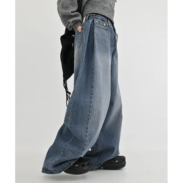 Casual Loose Fit Gerade Bein Hosen Herbst Winter Vintage Vielseitige Bodenlangen Hosen Koreanische Sle Regular Fit Jeans