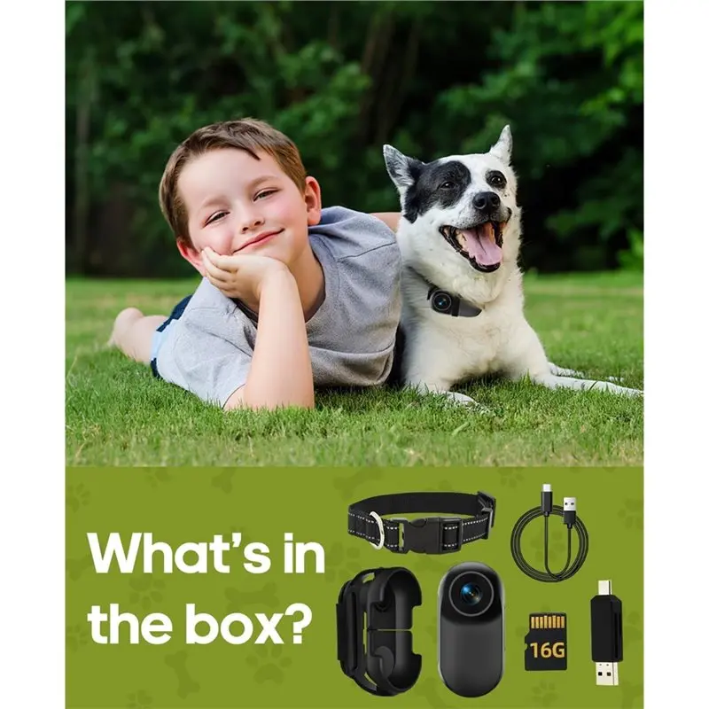 كاميرا رياضية صغيرة الحجم 1080P HD طوق كاميرا Cat مع تسجيل فيديو، بطاقة SD 16G - مستلزمات الحيوانات الأليفة/أشياء جميع الأنشطة #4