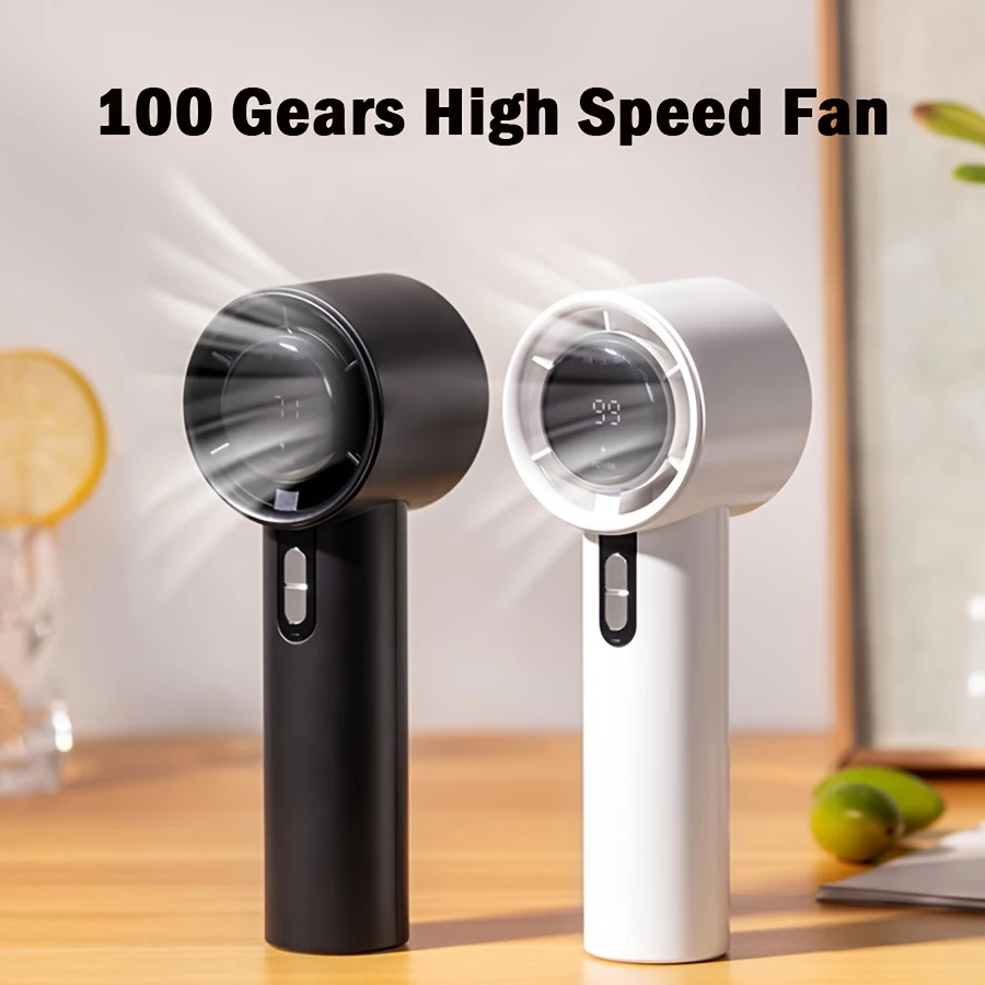 

Мини-ручной вентилятор со светодиодным цифровым дисплеем, 100 скоростей ветра, зарядка через USB, портативный турбовентилятор, мощность, сверхсильный уличный вентилятор для общежития