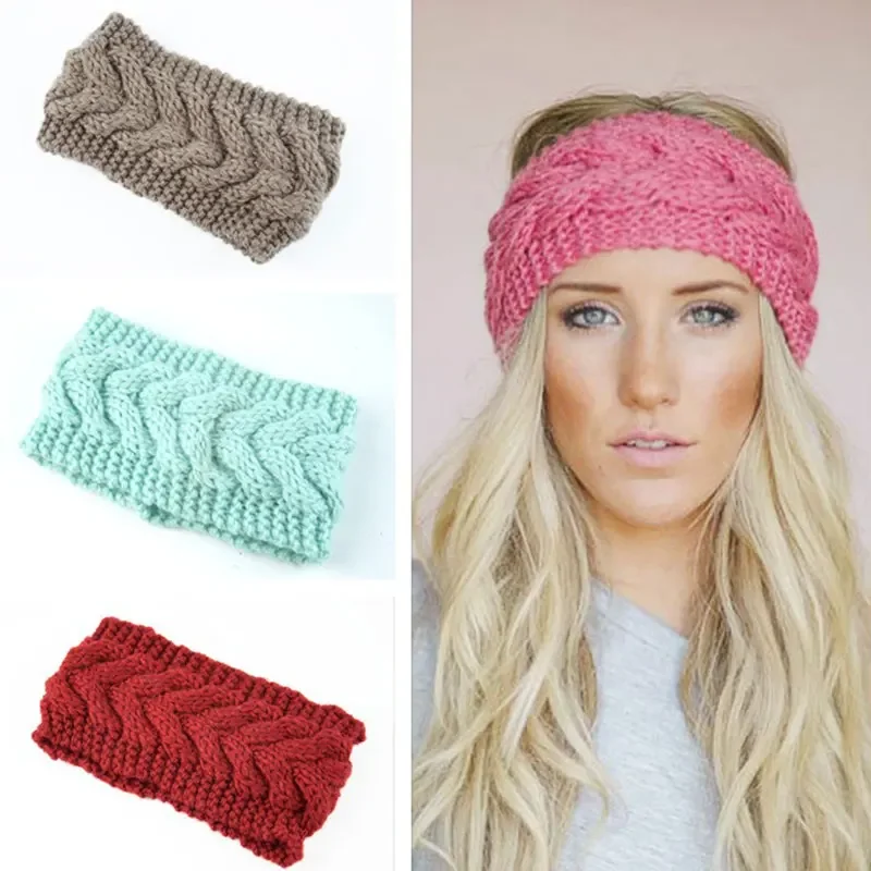 

Women Headband Solid Color Elastic Hair Bands Twisted Knitted Turban Headwrap Winter Girls Hairband Fashion Hair Accessories