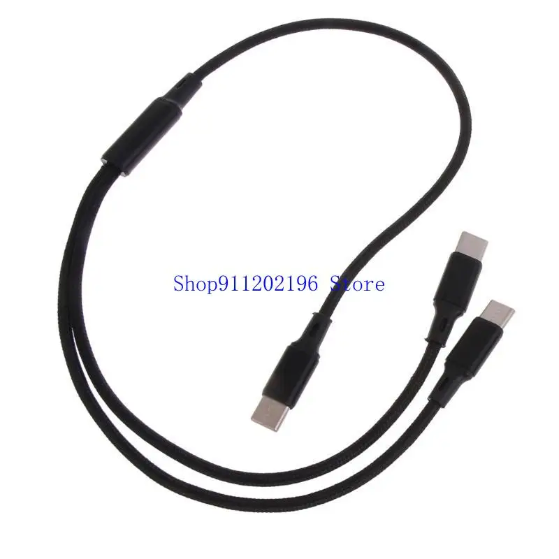 P82A USB Type C to Type-C+Type-C Cable Nylon Braided Charging Cord with Metal Shells Only for Charging 50cm/120cm