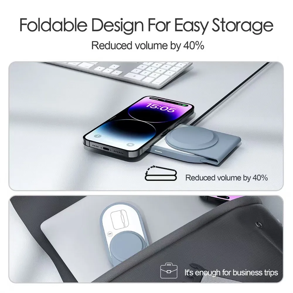 المغناطيسي شفط Magsafe شاحن لاسلكي وسادة قوس قابلة للطي بسرعة شحن لاسلكي محطة قاعدة مناسبة ل iPhone 16 15 14 Pro Max Apple Watch 9 8 AirPods Pro 3 2 #4