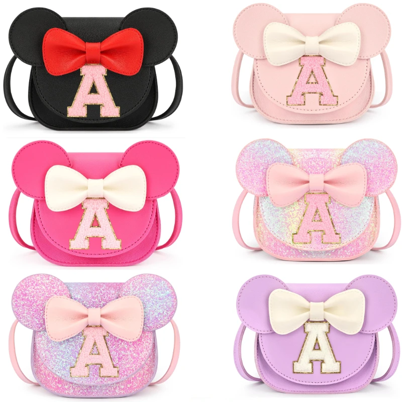 

Mibasies Toddler Purse Girl Gifts Princess Cartoon Kids Crossbody Bag Fashionable Mini Shoulder Bag Cute Letter A with hairband
