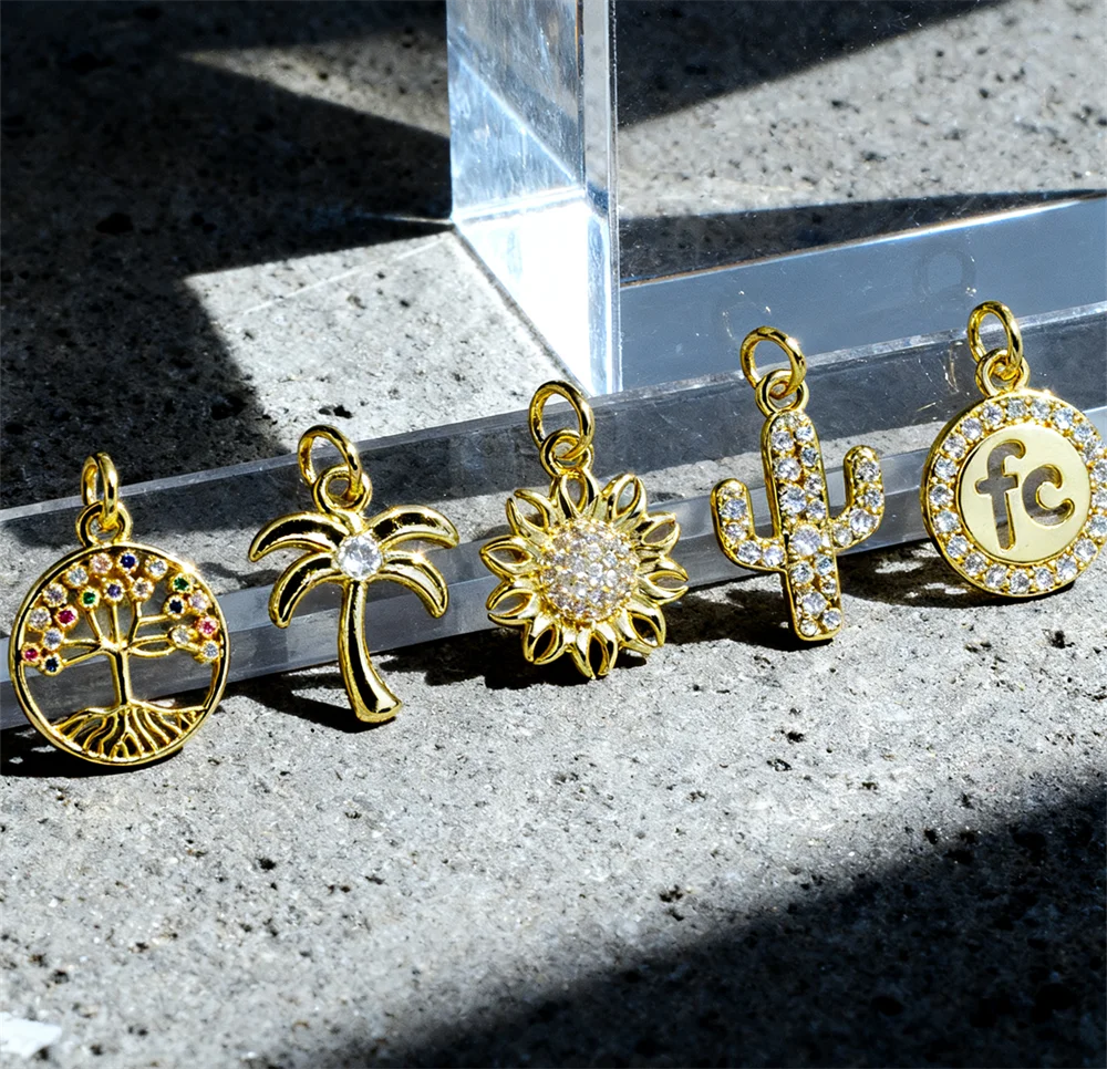 

4 шт. сверкающие подвески из латуни с кубическим цирконием, богемные растения, подвески в виде животных для DIY ювелирных изделий, ожерелья, браслета, аксессуары для изготовления