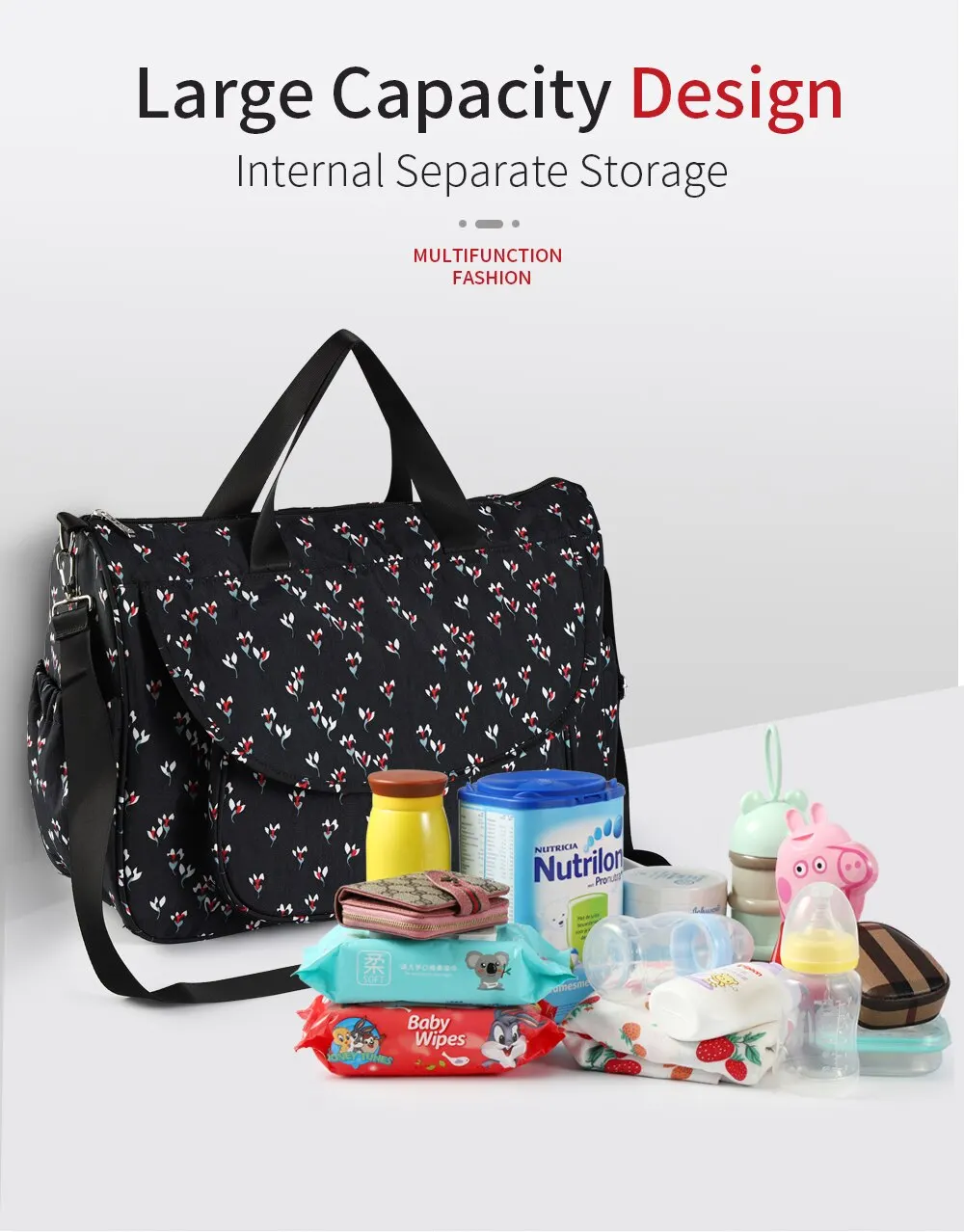 Borsa per passeggino per pannolini di grande capacità borsa da viaggio per pannolini premaman per mummia impermeabile borsa multifunzione per