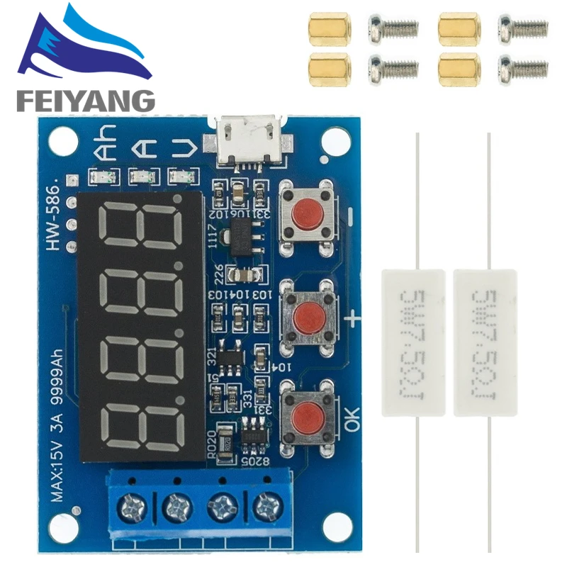 SAMIROB 1.2V 12V 18650 ZB2L3 Li-ion Lithium Battery Capacity Tester+Resistance Lead-acid Battery Capacity Meter Discharge Tester