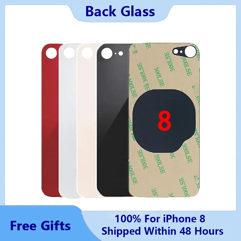 Back Glass Cover For iPhone 8 Replacement Part With Free Gifts,Big Hole Rear Door Back Glass+Alcohol Cotton Pads+Back Glue+Tool