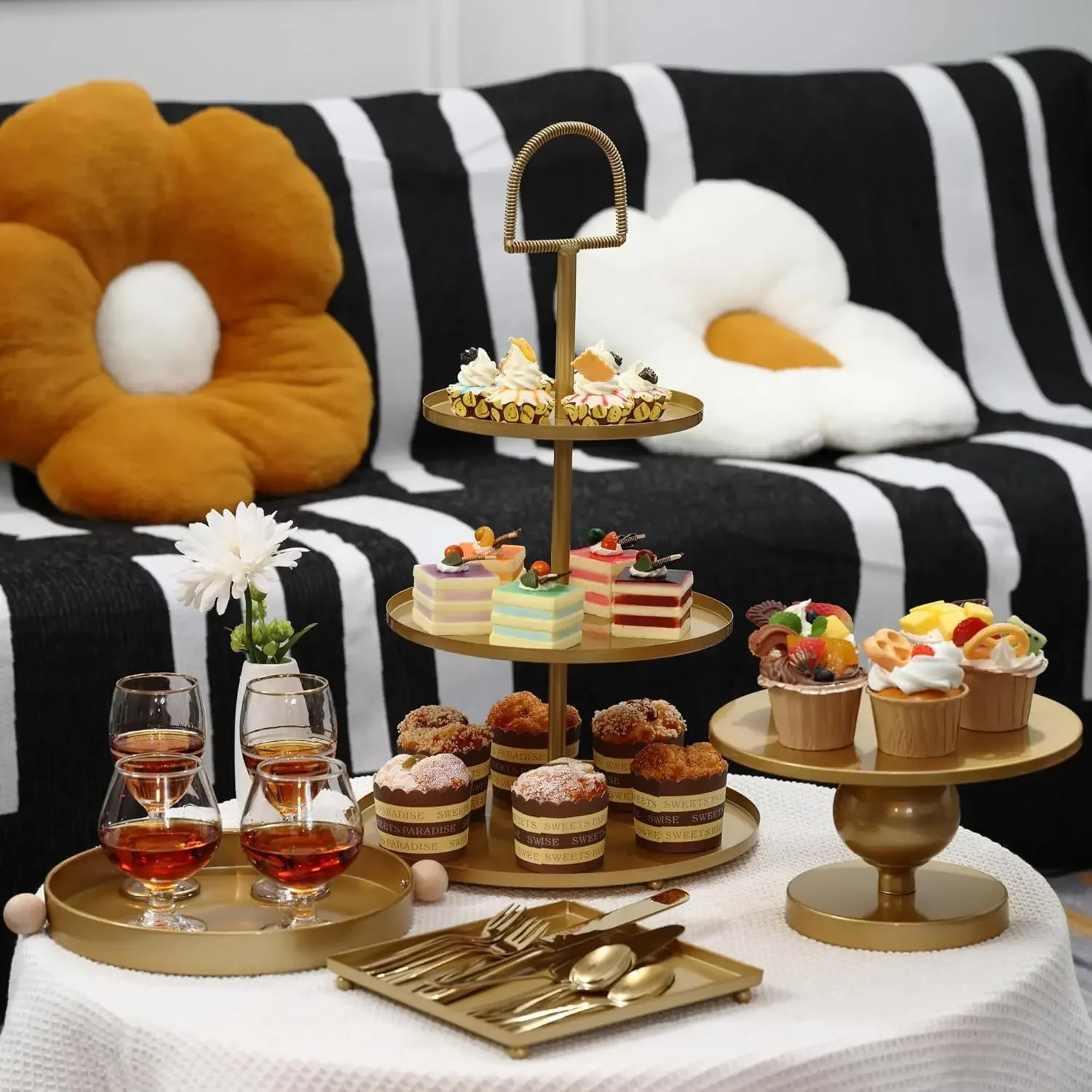 10-13pcs Dessert Table Ornament Wedding Banquet Birthday Decoration Coffee Plates Break Tea Cake Buffet Tray Display Shelf