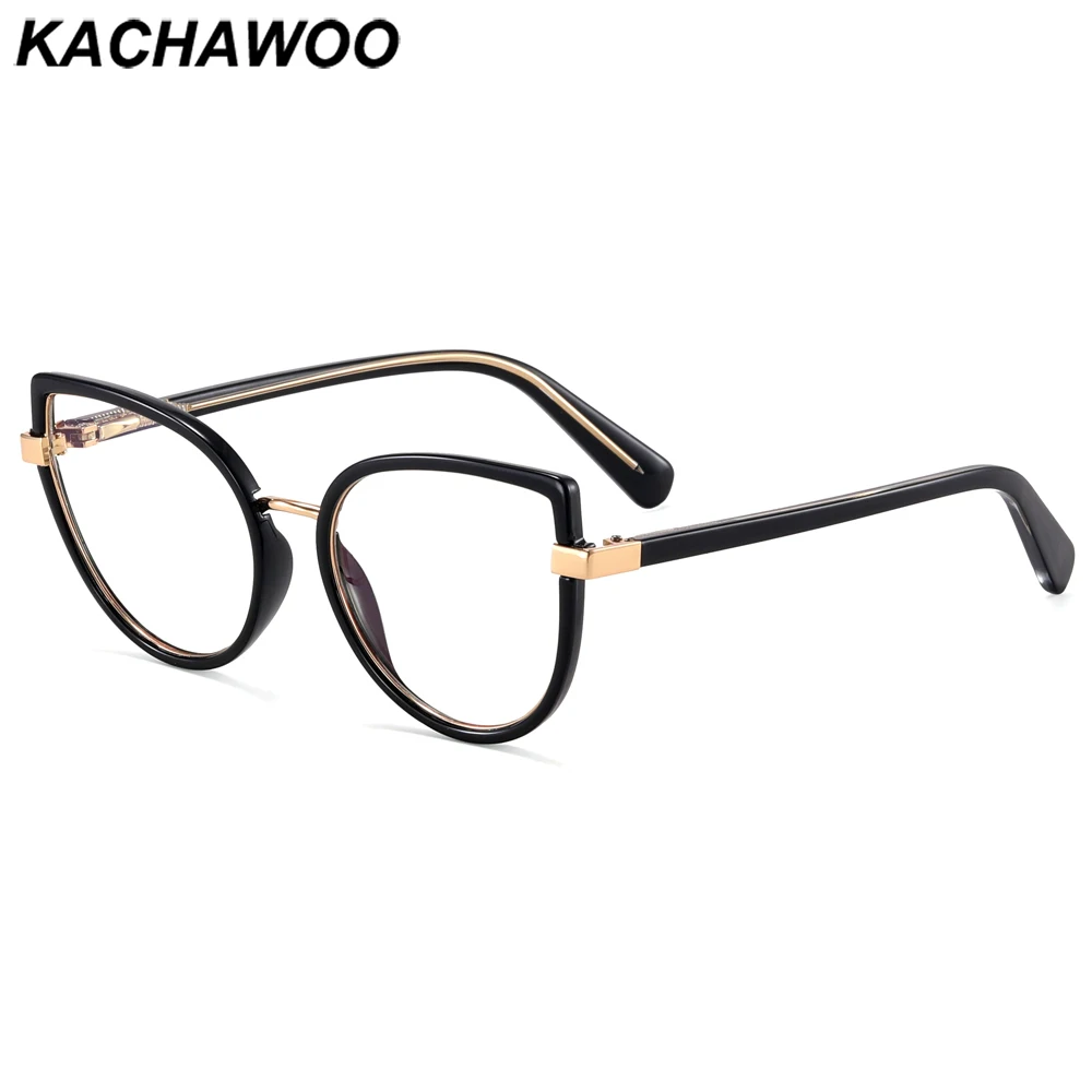 

Kachawoo blue light blocking glasses for women tr90 metal fashion cat eye glasses frame female black leopard European style