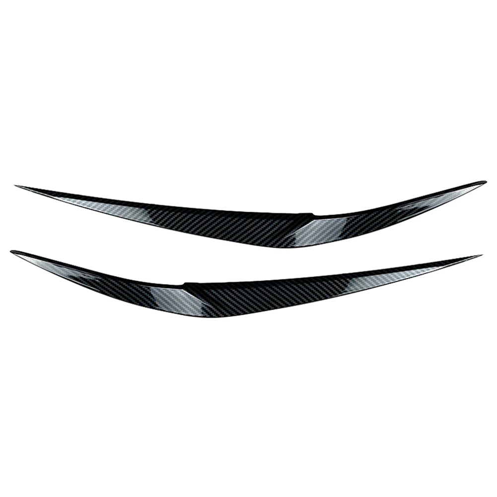 ABS Car Headlight Eyebrow Eyelid Cover Decor Trim For BMW X1 F48 2016 2017 2018 2019 2020 Carbon Fiber/Glossy Black