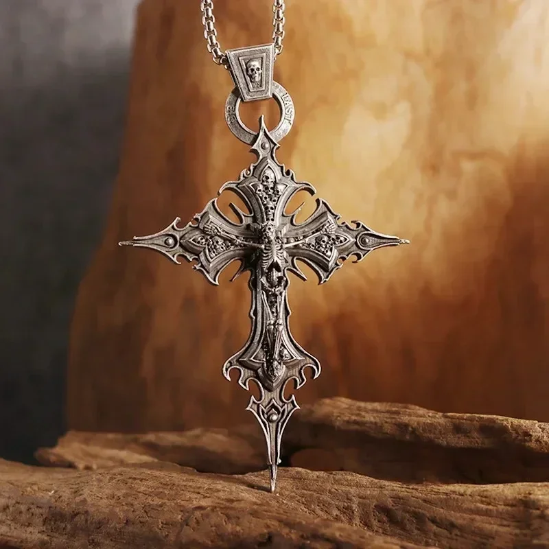 Collar de cruz purgatoria de Dante, colgante de cruz de Jesús de pasión cristiana Vintage, amuleto católico masculino y femenino, regalo de joyería