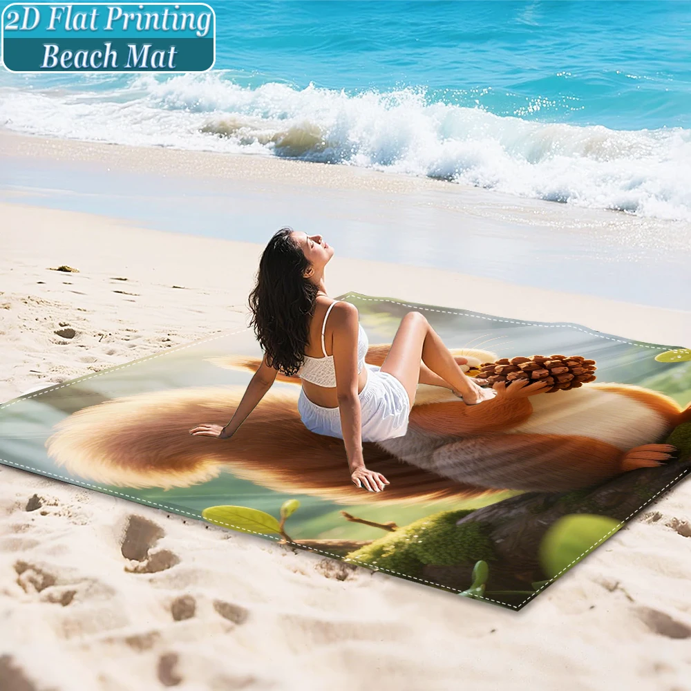 1-Piece Set, Summer Outdoor Beach Mat, Includes 4 Ground Stakes, Unique Printed Design, Fade-Resistant, Lightweight, Quick-Drying, Easy to Carry, Windproof and Sandproof, Fashionable and Trendy Outdoor Activity Decoration, Suitable for Beach, Camping, Picnics, Parties