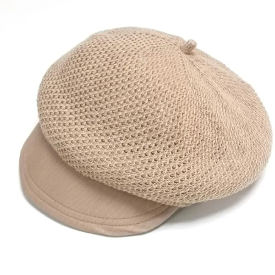 

Summer French Beret Hat for Women Breathable Crochet Beret Elastic Newsboy Cap