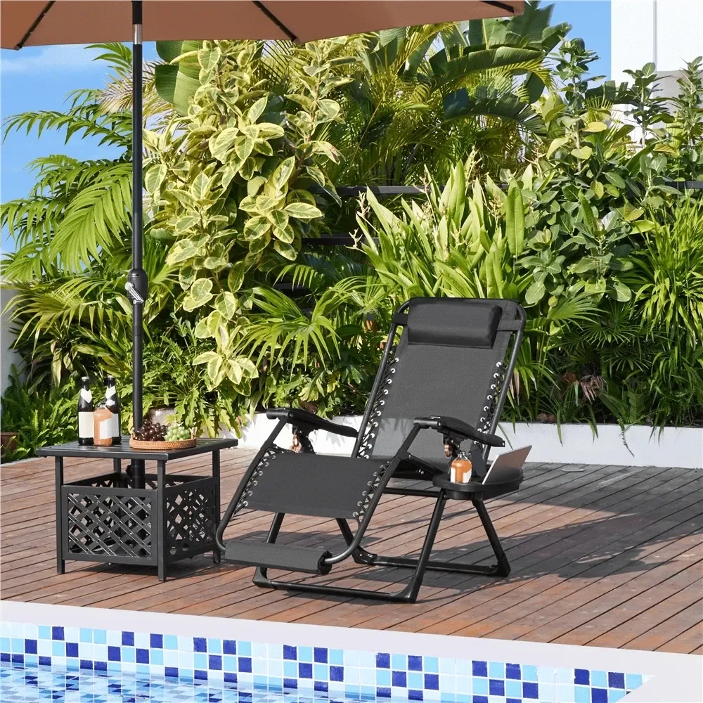 

1 Piece 26in Padded Zero Gravity Chair Outdoor Zero Gravity Recliner With Soft Mattress Cupholder Texteline Patio Lounge Campin