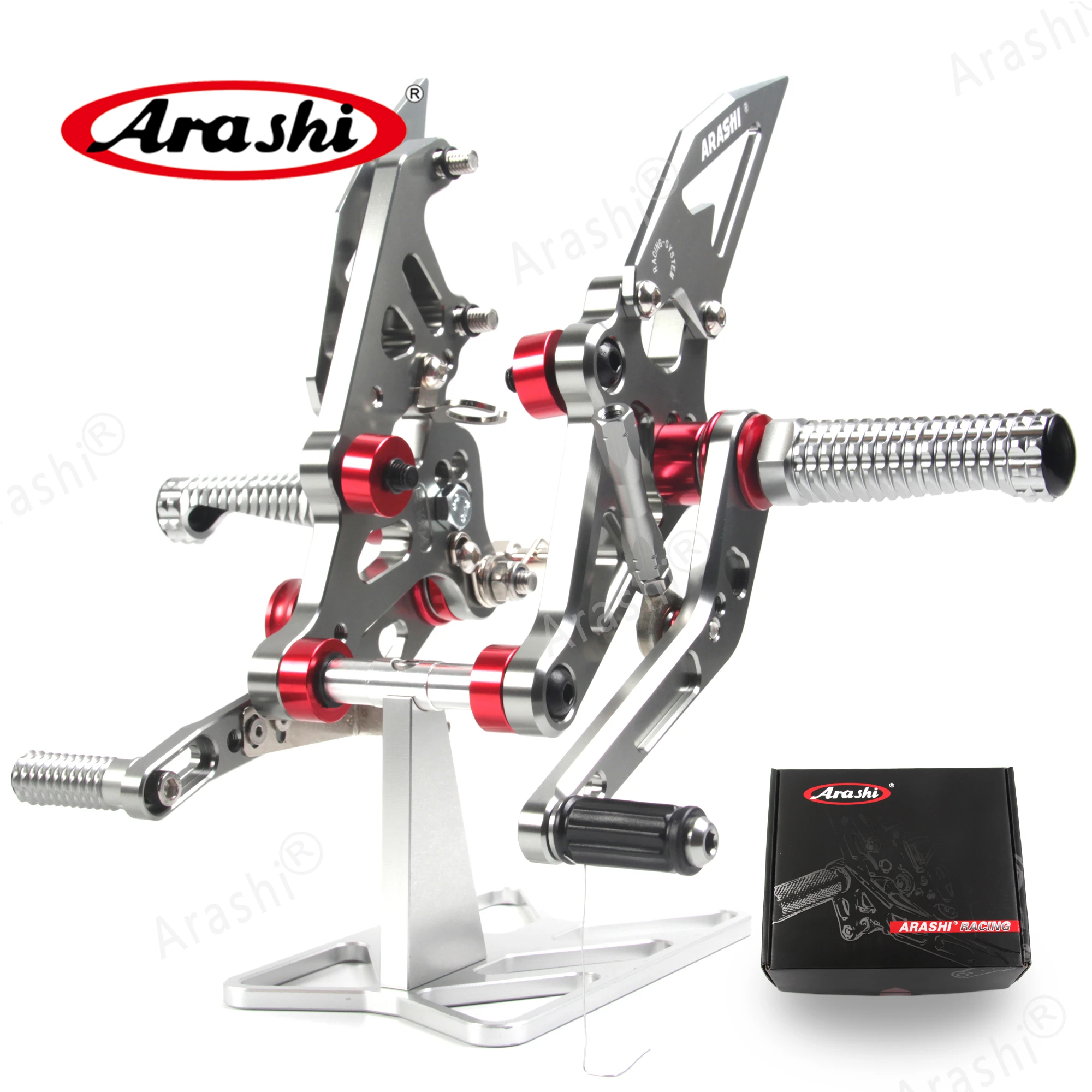 Arashi CNC Adjustable Footrest Foot Pegs Pedals For YAMAHA MT07 FZ07 2014 2015 2016 2017 2018 2019 2020 2021 2022 Rider Rearset