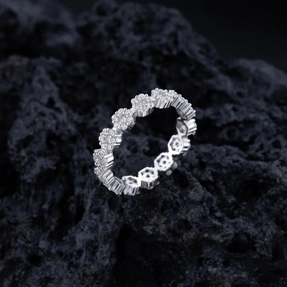 

New pure silver S925 daisy full diamond ring with forest style temperament, simple floral index finger ring, wedding jewelry