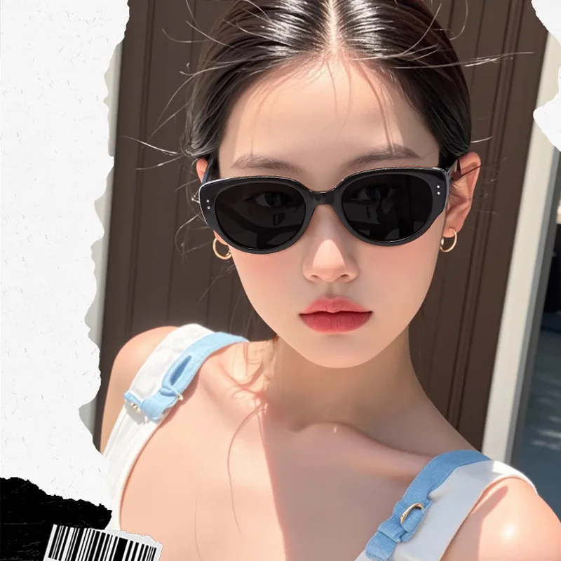 Retro Cat Eyes Foldable 2025 New High-end Fashion-proof Sun Protection And Ultraviolet Narrow Frame Sunglasses 9674