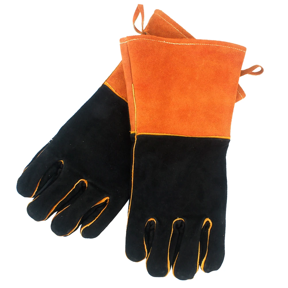

High Temperature Insulation BBQ Gloves Durable Polyester Outdoor Camping Heat Resistant Sturdy Cowhide Sewing Fireproof Free
