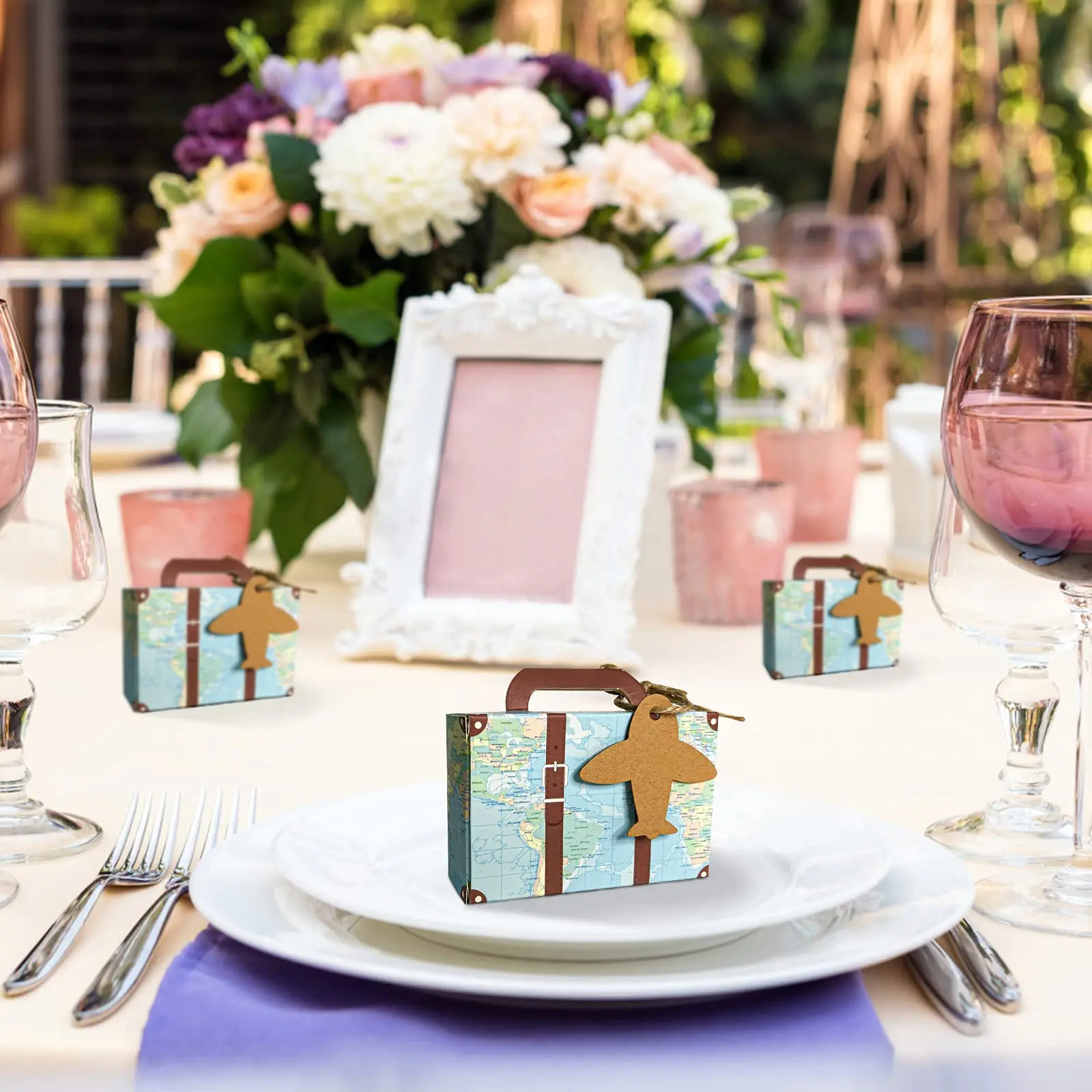 20/30/50PCS Mini Koffer Party Favor Box mit Tags Reise Party Dekorationen Braut Dusche Hochzeit Gefälligkeiten für Gäste Candy Boxen – Detail 7