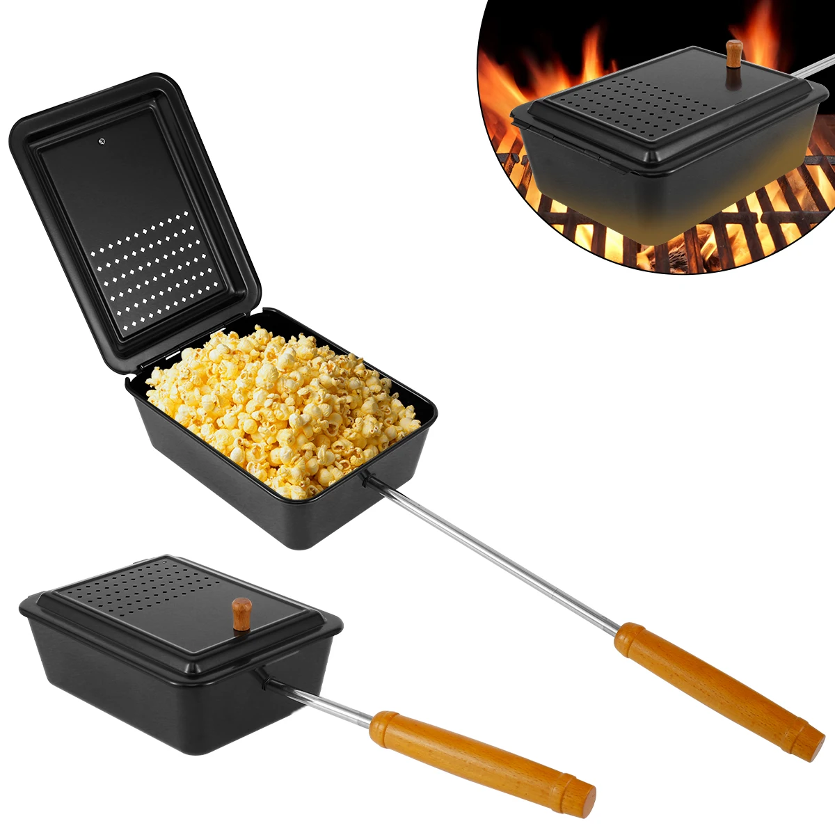 Popcorn Popper Nonstick Popcorn Popper Sturdy Popcorn Pot With Removable Long Handle Multipurpose Popcorn Popper For Kitchen