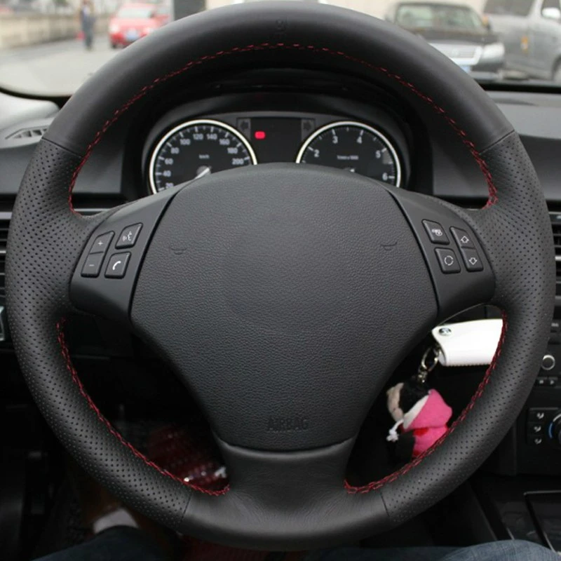 DIY Hand-stitched Black Artificial Leather Steering Wheel Cover for BMW E90 320 318i 320i 325i 330i 320d X1 328xi 2007