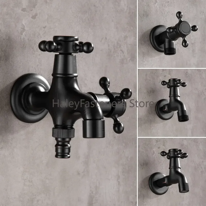 Bathroom Corner Washing Machine Faucet Black Bronze Single Cold Tap Outdoor Garden Wall Mounted Bibcock Tap Mop Pool Taps