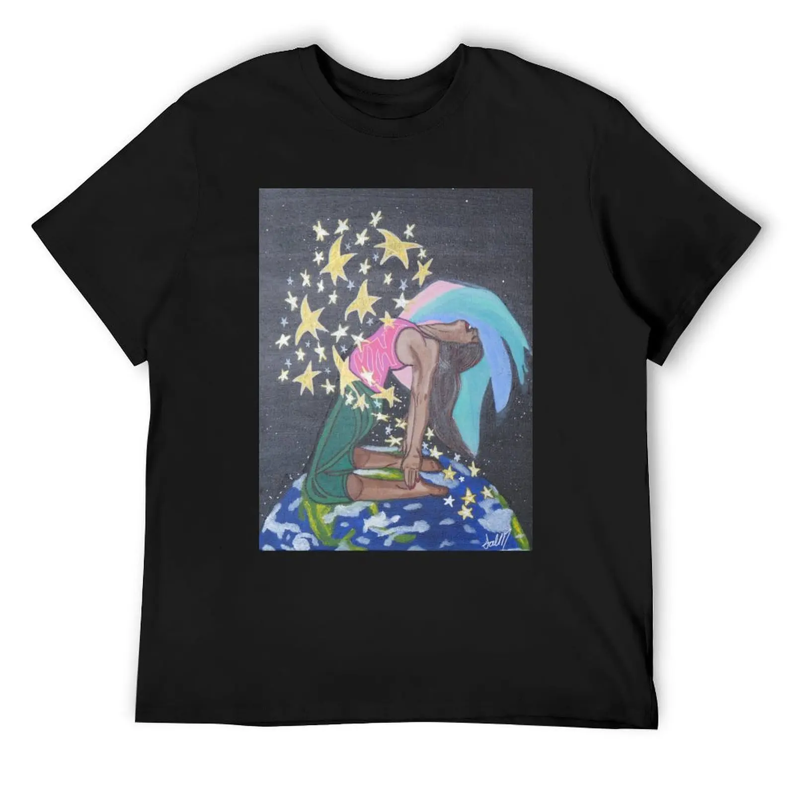 

Colourful Yoga Starry Original Painting T-Shirt graphic t shirt vintage cotton graphic tees Funny t-shirt black t-shirts for men