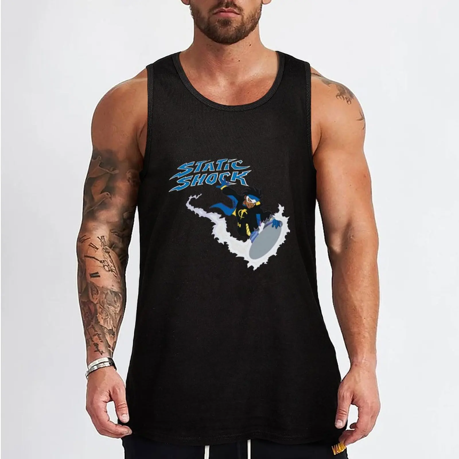 Static Shock Tank Top plain t-shirt Men's gym articles Man sleeveless shirt cotton t-shirts man