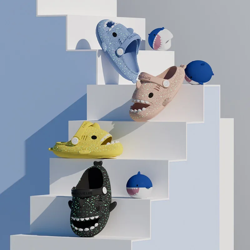 Shark Slippers children Flip Flops Home House Cloud Summer Beach Clapper Sandal Non Slip Shoe Sharky Slides Rubber Original new