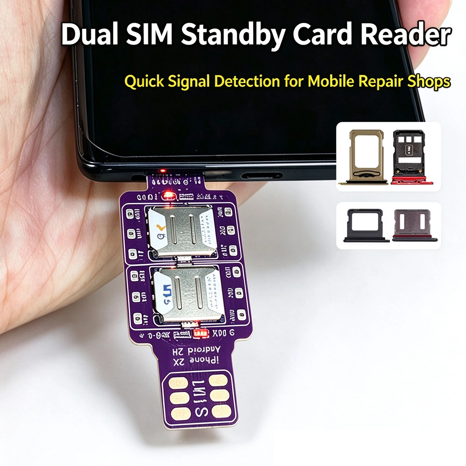 External SIM Card Adapter Dual-sided Nano SIM Card Slot Extender, External Card Replacement Board for Android and iPhone