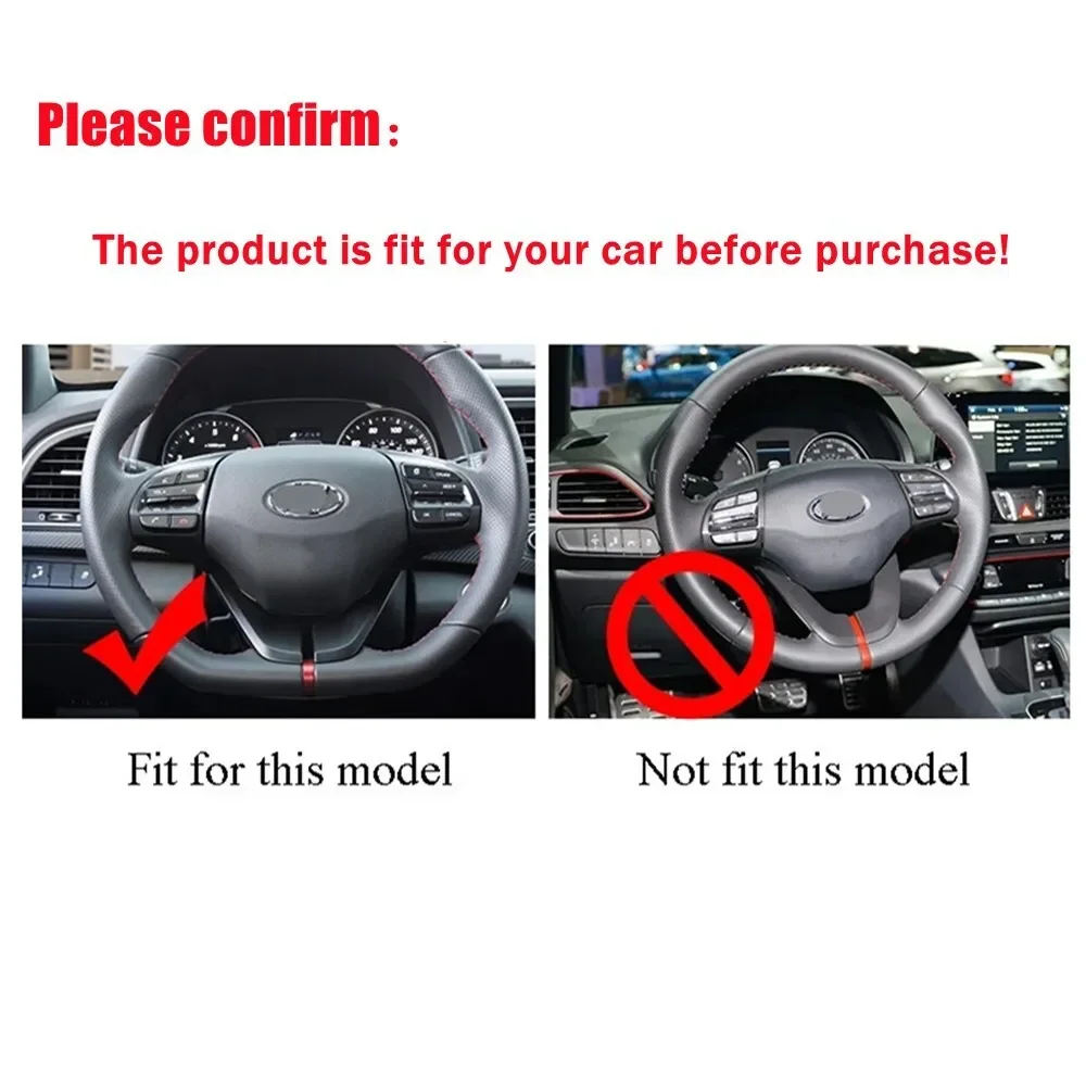 For Hyundai Elantra 2017-2020 IONIQ Veloster Carbon Fiber Look Car Interior Steering Wheel Trim Cover Sticker Button Frame Auto