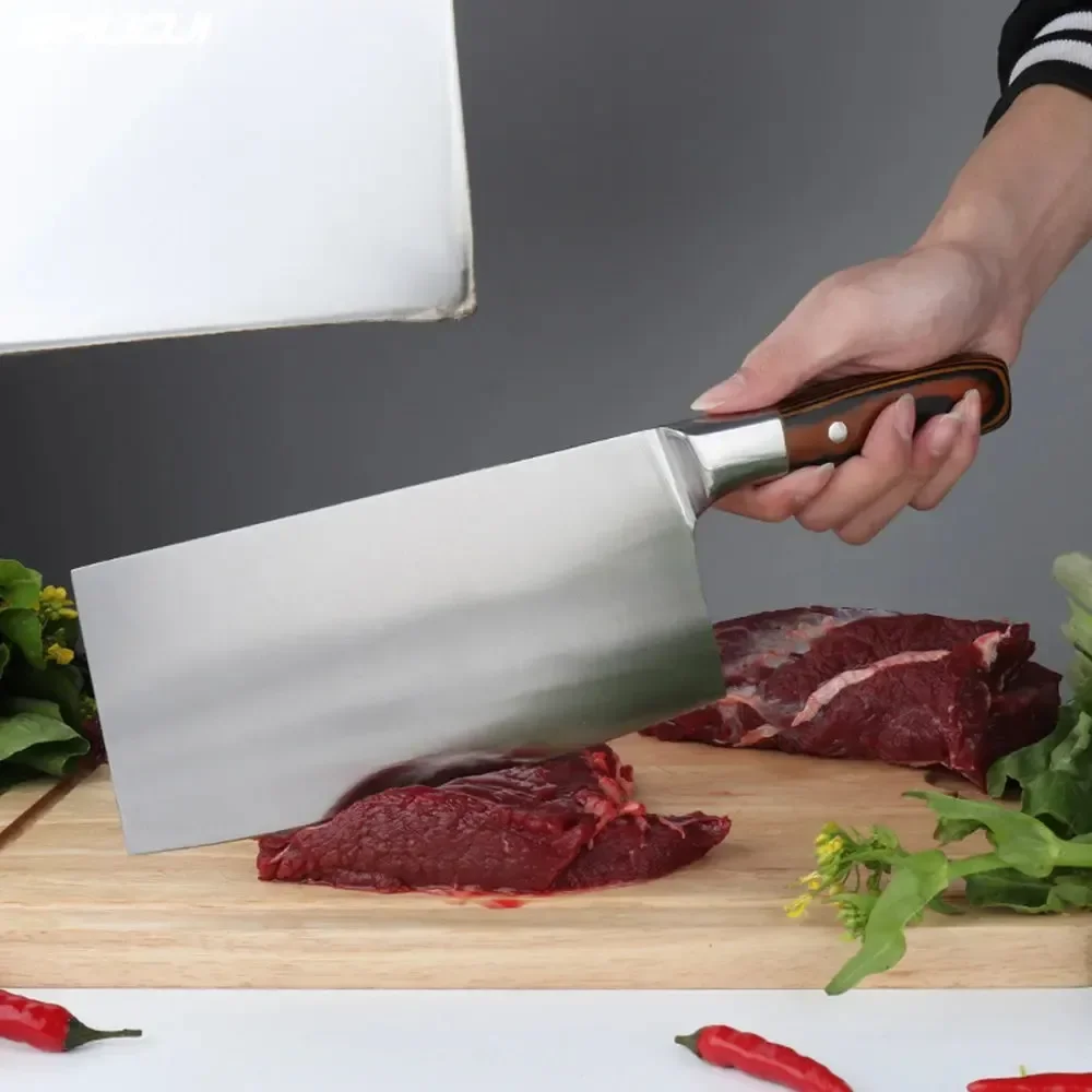 Stainless Steel Slicing Cleaver 4Cr13 Kitchen Chef Knives Chinese Forged Knife Multifunction Kitchen Chopping Knives RivetHand