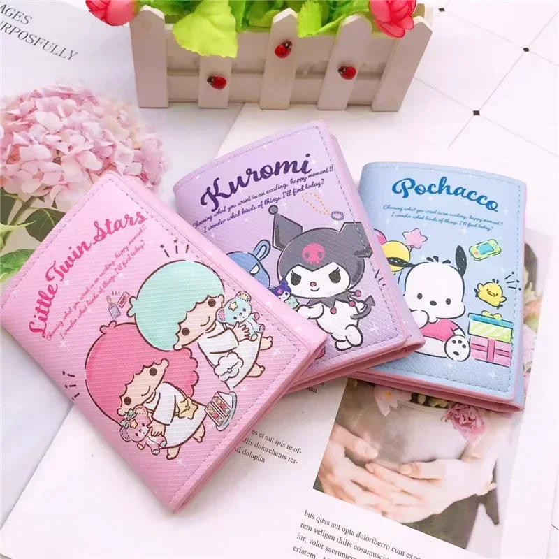 Hello Kitty Coin Powder Mini Wallet, Zipper Bag, Kawaii Wallet, Key Clutch, Card Holder Gifts, PU, Lipstick, Sanurgente, Kuromi, Cute Purse