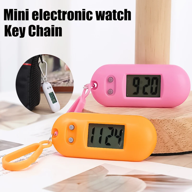 Mini Electronic Watch Keychain Portable Digital Student Keychain Watch Quiet Table Time Display Clock Hanging Electronic Watch