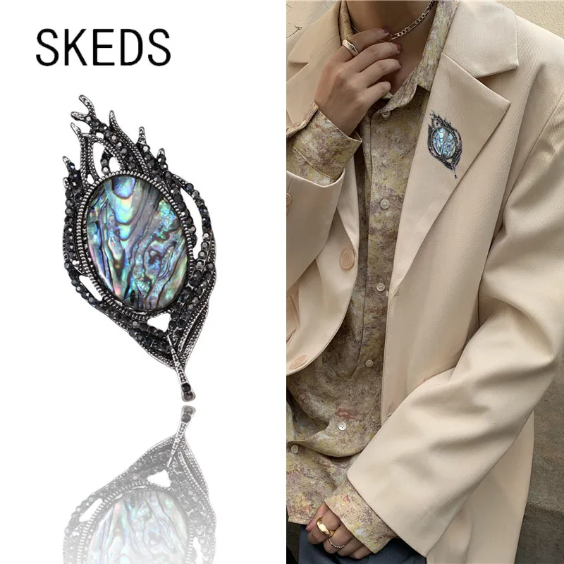 

SKEDS Women Fashion Natural Abalone Shell Feather Jewelry Brooch Casual Lady Exquisite Brooches Pins Wedding Party Corsage Gift