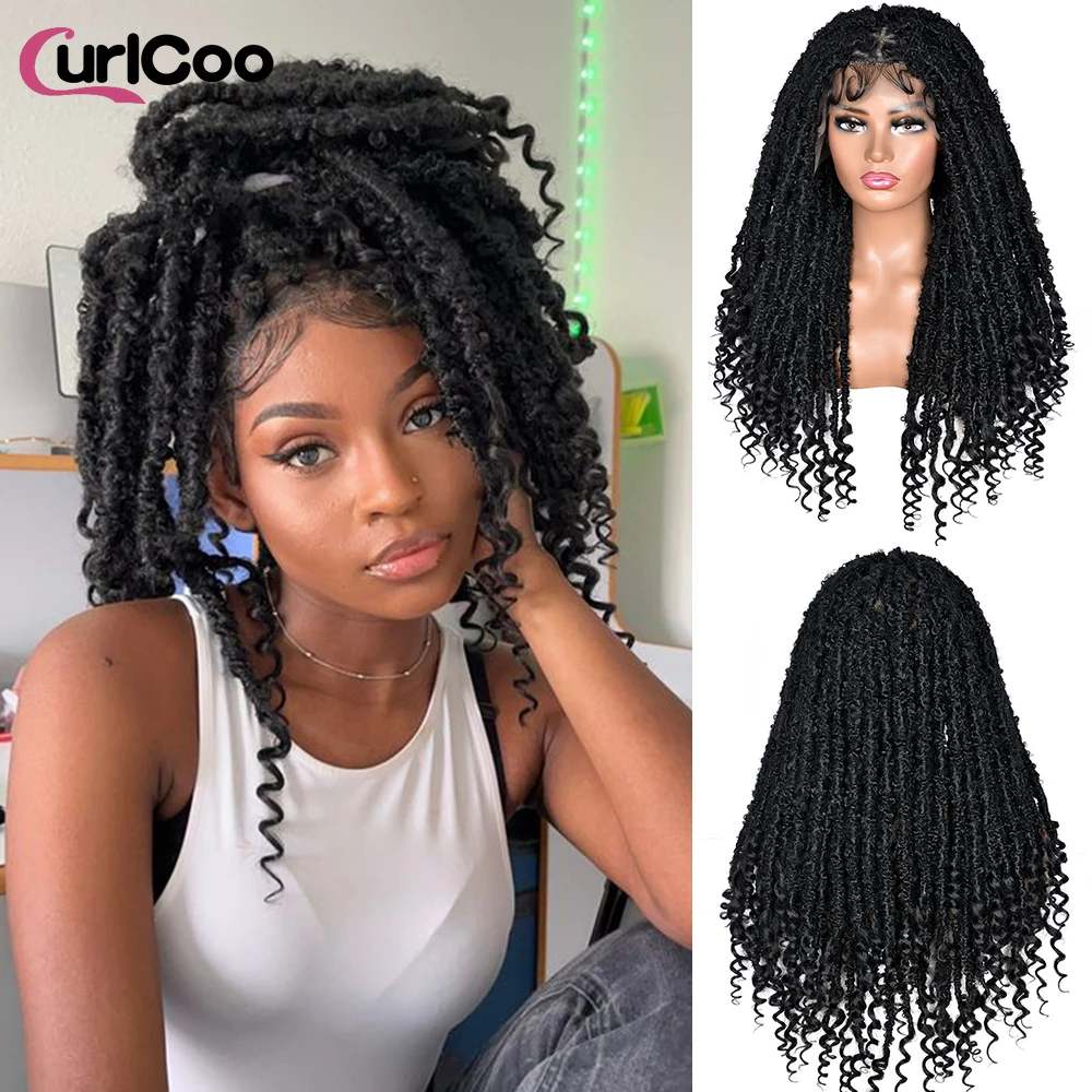 Faux Locs Braided Wigs for Black Women Butterfly Full lace locs Wigs with Baby Hair Knotless Dreadlock Locs Crochet Braided Hair