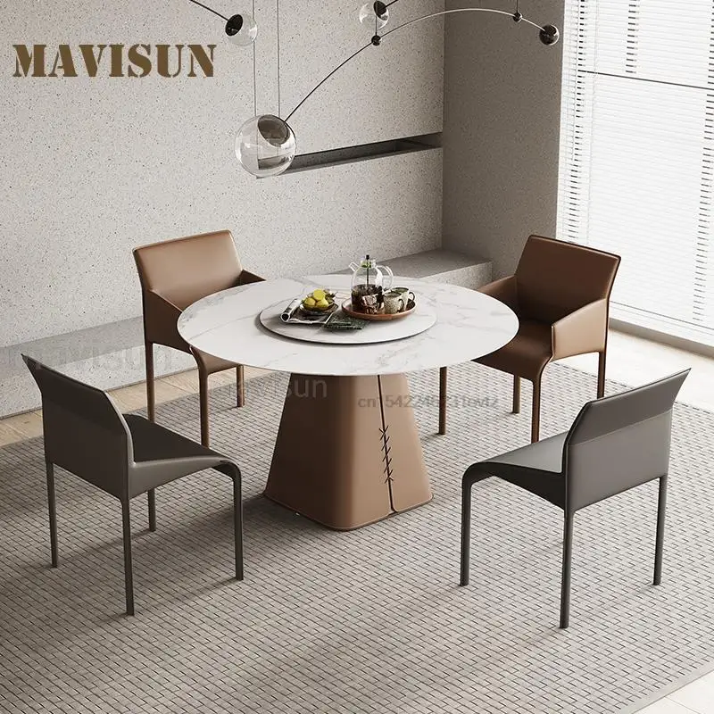 4-6 People Classical Dining Table And Chair Industrial Italian Minimalist Circle Tables Small Apartment Model Room Furniture