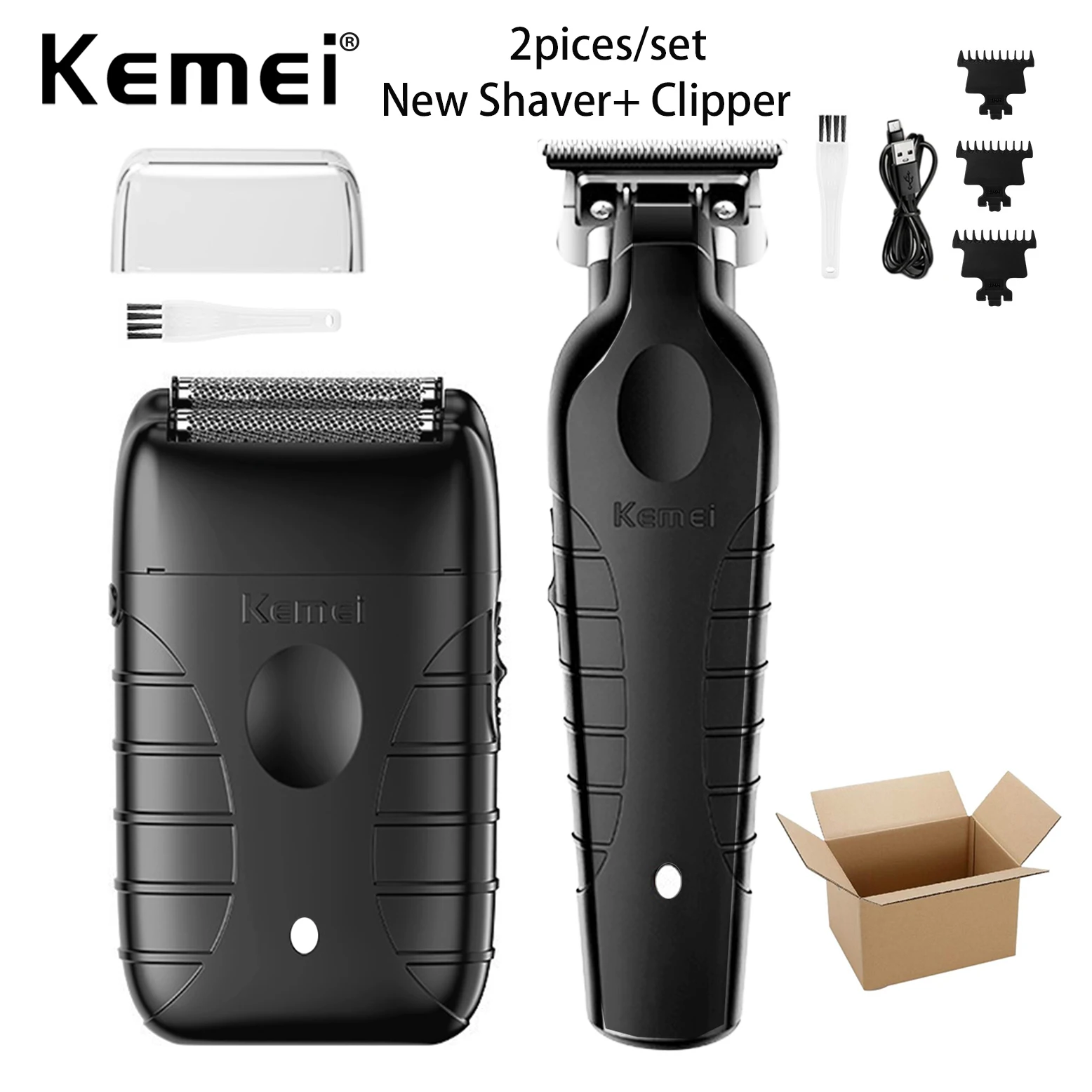 Kemei 2299 T95 Hair Clipper Professional Electric  USB Rechargeable Barber Trimmer  Cordless Trimmer Type-c Zero Gapped  Cutting