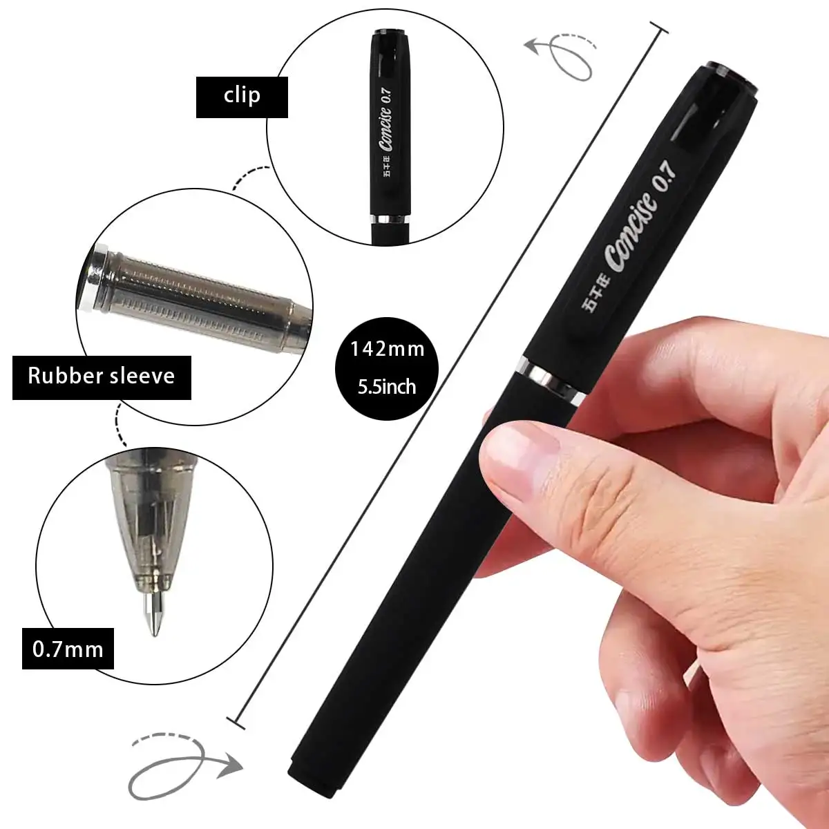 3/6pcs black neutral pen tips 0.7mm office use signature pen, black carbon pen, matte test pen, quick drying