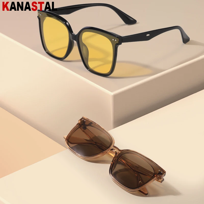 Women Polarized Sunglasses Men UV375 Sun Glasses PC Big Eyeglasses Frame Driving Beach Camping Travel Anti Glare Shade Eyewear