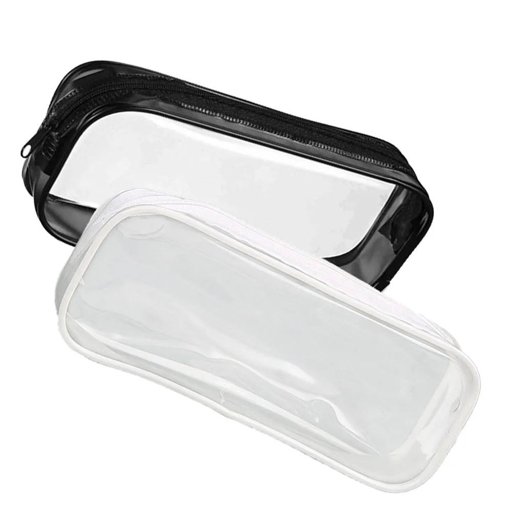 

2 шт. прозрачных пеналов-органайзеров для канцелярских принадлежностей, легкие, водонепроницаемые, для хранения косметики и туалетных принадлежностей, большой вместимости