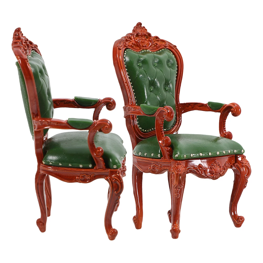 2-delige miniatuur retro meubeldecor fauteuils poppenhuisdecoratie houten meubilair