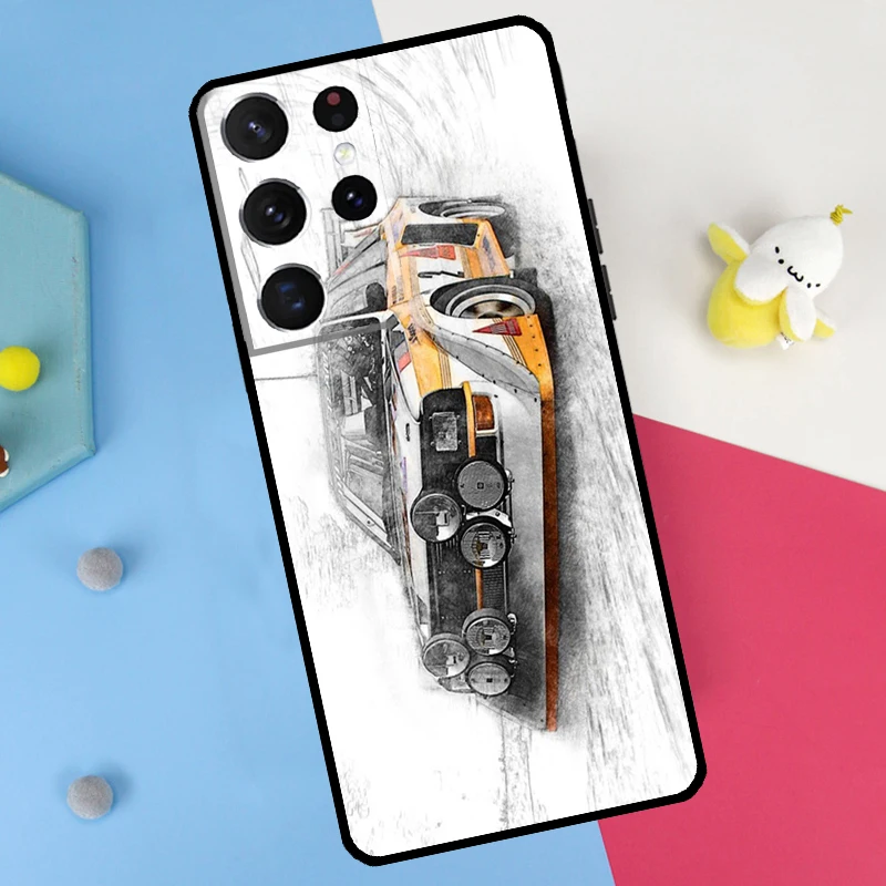 رالي سيارة التوضيح مرة أخرى لسامسونج غالاكسي S25 S24 S22 S23 الترا زائد S20 S21 FE S9 S10 S25 FE غطاء ناعم