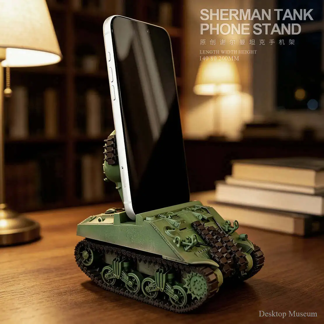 support-de-telephone-en-resine-en-forme-de-char-sherman-telephone-non-inclus-ltcp-536