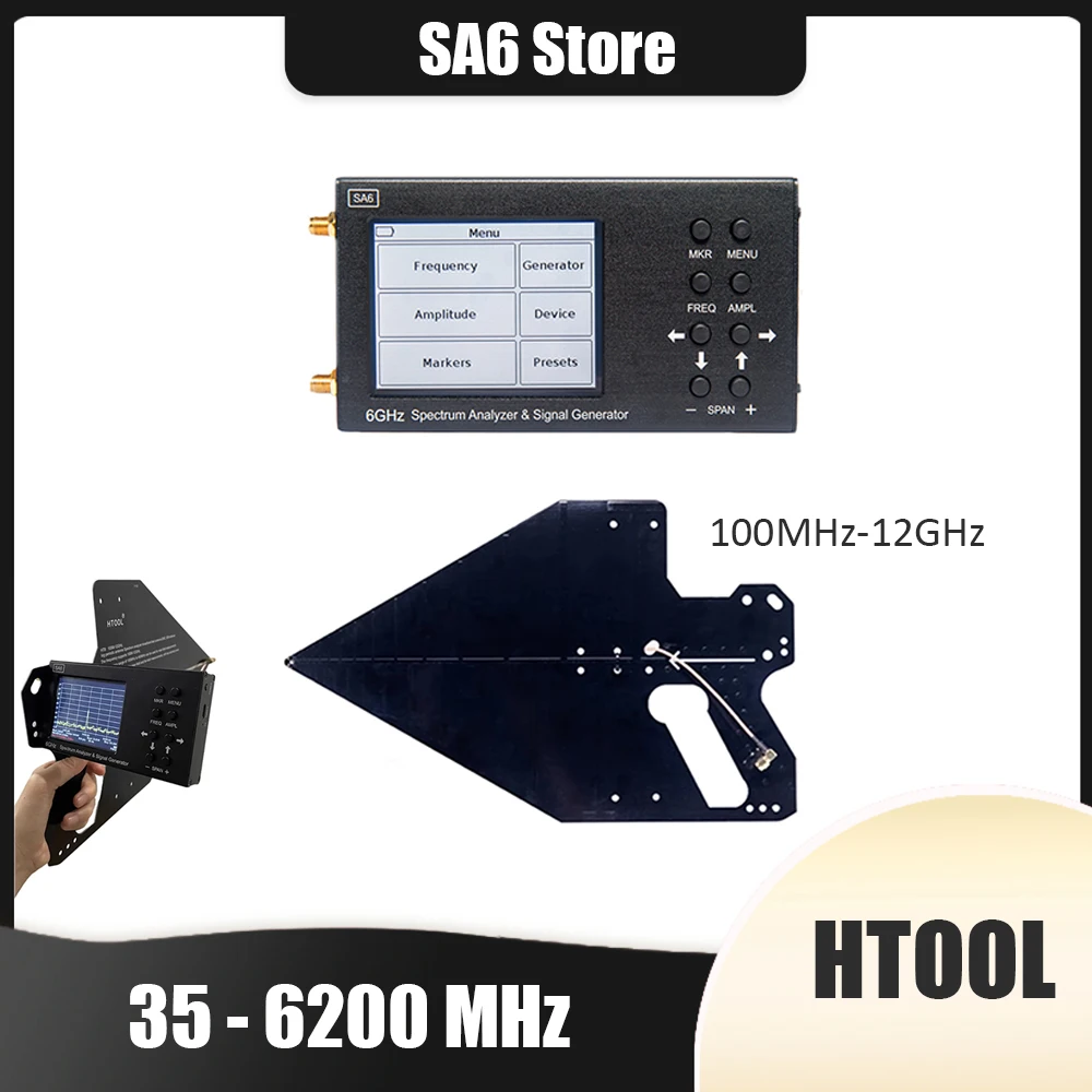 SA6 Spectrum Analyzer 6GHz RF Handheld Frequency Analyzer HT8 Log Periodic Antenna EMI Test Provide PC Software Portable